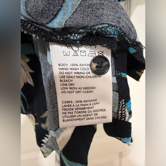 UO Water Lily Rayon Short Sleeve Button-Down Shirt Men’s Size L Artsy Casual - Picture 6 of 8